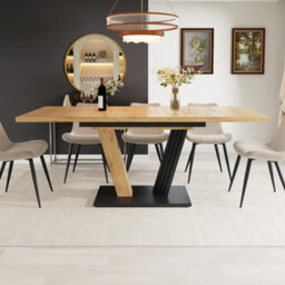 Btm Extendable Kitchen Table 120160X80X76Cm, Wood Grain Finish, Dining Table For Kitchen & Living Room - thumbnail 2