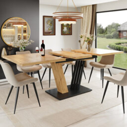 Btm Extendable Kitchen Table 120160X80X76Cm, Wood Grain Finish, Dining Table For Kitchen & Living Room - thumbnail 3
