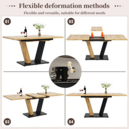 Btm Extendable Kitchen Table 120160X80X76Cm, Wood Grain Finish, Dining Table For Kitchen & Living Room - thumbnail 8