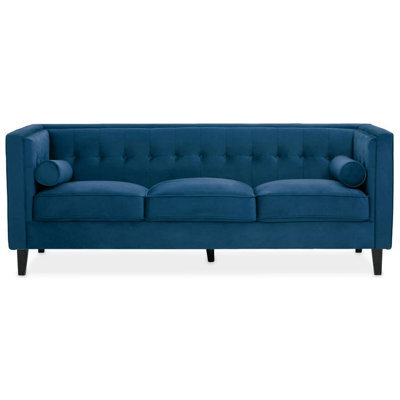 Orsina Contemporary 3 Seat Blue Velvet Sofa, Velvet Upholstered Mid Century Sofa, Refined Sofa For Livingroom - image 1