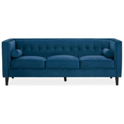 Orsina Contemporary 3 Seat Blue Velvet Sofa, Velvet Upholstered Mid Century Sofa, Refined Sofa For Livingroom - thumbnail 1