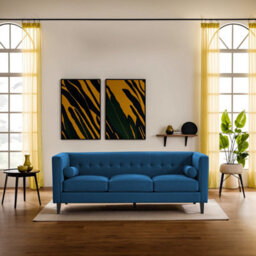 Orsina Contemporary 3 Seat Blue Velvet Sofa, Velvet Upholstered Mid Century Sofa, Refined Sofa For Livingroom - thumbnail 6