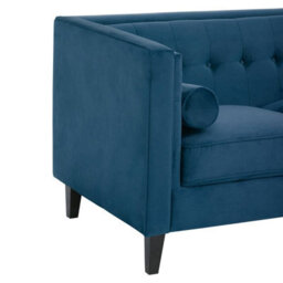 Orsina Contemporary 3 Seat Blue Velvet Sofa, Velvet Upholstered Mid Century Sofa, Refined Sofa For Livingroom - thumbnail 5