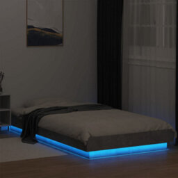 Berkfield Bed Frame With Led Lights Without Mattress Concrete Grey 75X190Cm - thumbnail 4