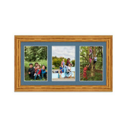 AK Frames 40X20Cm Oak Classic Multi Photo Frame With Pompadour Mount - Holds 3 Apertures (3X) 6X4 Photos - thumbnail 1