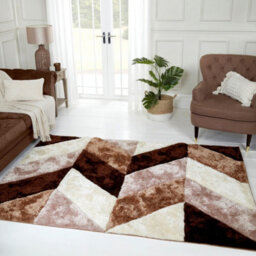 Natural Shaggy Modern Sparkle Geometric Optical/ (3D) Rug Easy To Clean Living Room And Bedroom-60Cm X 110Cm - thumbnail 1