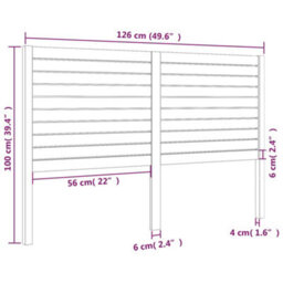 Berkfield Bed Headboard Black 126X4X100 Cm Solid Wood Pine - thumbnail 6