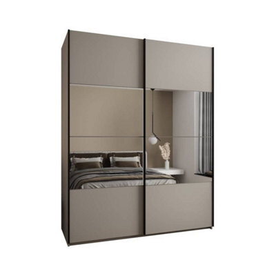 Arte Luxurious Cashmere Trosa Iv Sliding Door Wardrobe H2450mm W1900mm D640mm Mirrored Doors, Ten Shelves, Hanging Rail - image 1