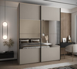 Arte Luxurious Cashmere Trosa Iv Sliding Door Wardrobe H2450mm W1900mm D640mm Mirrored Doors, Ten Shelves, Hanging Rail - thumbnail 2