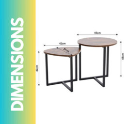 Pirlo Plush 2Pc Nesting Tables Industrial Rustic Brown Living Room Furniture - thumbnail 7
