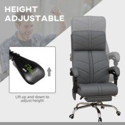 Grey Office Chair With 4 Point Vibration Massage And Heat, Footrest - thumbnail 6