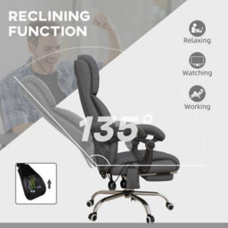 Grey Office Chair With 4 Point Vibration Massage And Heat, Footrest - thumbnail 5