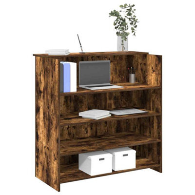 Walplus Reception Desk Smoked Oak 100X50X103.5 Cm Engineered Wood - image 1