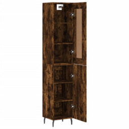 Berkfield Highboard Smoked Oak 34.5X34X180 Cm Engineered Wood - thumbnail 4