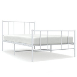 Berkfield Metal Bed Frame With Headboard And Footboard White 80X200 Cm - thumbnail 2