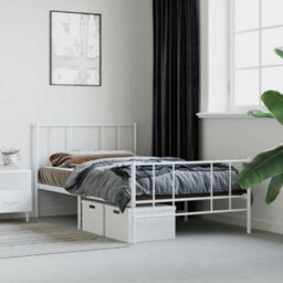 Berkfield Metal Bed Frame With Headboard And Footboard White 80X200 Cm - thumbnail 4
