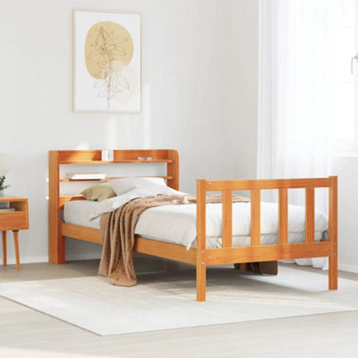 Berkfield Bed Frame With Headboard Without Mattress Wax Brown 75X190 Cm Small Single - image 1