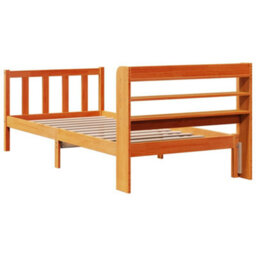 Berkfield Bed Frame With Headboard Without Mattress Wax Brown 75X190 Cm Small Single - thumbnail 8