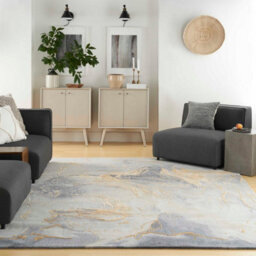 Grey Gold Wool Luxurious ,abstract Optical/ (3D) Modern Rug For Living Room And Bedroom-114Cm X 175Cm - thumbnail 3