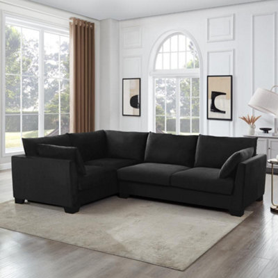 Home Detail Renns Corner Sofa, Left-Hand Facing, Black Velvet - image 1