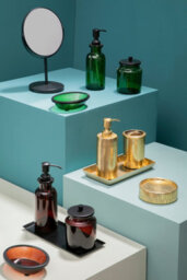 Orsina Elegant Green Glass Toothbrush Holder With Vintage-Inspired Design, Stylish Bathroom Organiser - thumbnail 4
