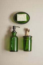 Orsina Elegant Green Glass Toothbrush Holder With Vintage-Inspired Design, Stylish Bathroom Organiser - thumbnail 2