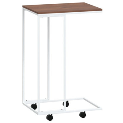 Berkfield Stylish Side Table With Wheels White 40X30X63.5 Cm Engineered Wood - image 1