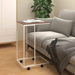 Berkfield Stylish Side Table With Wheels White 40X30X63.5 Cm Engineered Wood - thumbnail 2