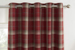 Sundour Carnoustie Red Checked Eyelet Blackout Curtains