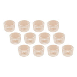 Living And Home 12 Pack Striped Amber Soda Lime Glass Tealight Holders Tabletop Decor For Wedding Dinner Parties - thumbnail 5