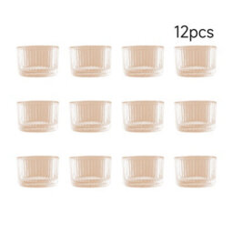 Living And Home 12 Pack Striped Amber Soda Lime Glass Tealight Holders Tabletop Decor For Wedding Dinner Parties - thumbnail 4