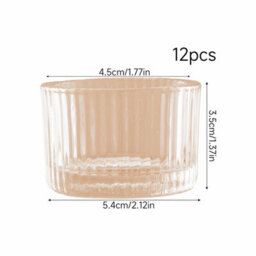 Living And Home 12 Pack Striped Amber Soda Lime Glass Tealight Holders Tabletop Decor For Wedding Dinner Parties - thumbnail 9