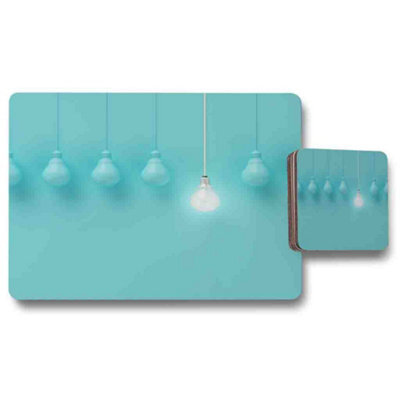 Benjamin Tate Design Designer Artwork Placemat Coaster Set Turquoise With Rich Wood Base Limited Edition - image 1
