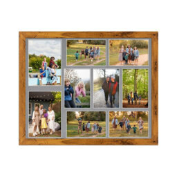 AK Frames 20X16 Rustic Oak Modern Multi Photo Frame With Mid Grey Mount - Holds 9 Apertures (2X) 7X5, (7X) 6X4 Photos