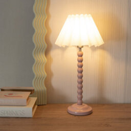 Valuelights Bobbins Painted Rose Table Lamp With White Scallop Tapered Lamp Shade - thumbnail 1