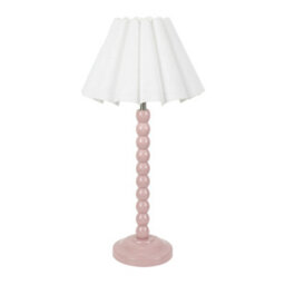 Valuelights Bobbins Painted Rose Table Lamp With White Scallop Tapered Lamp Shade - thumbnail 2