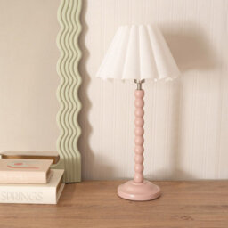 Valuelights Bobbins Painted Rose Table Lamp With White Scallop Tapered Lamp Shade - thumbnail 3