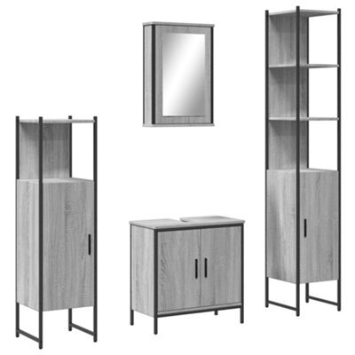 Berkfield Durable 4 Piece Bathroom Furniture Set Grey Sonoma Engineered Wood
