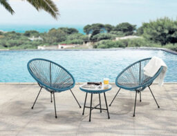 Evre 2 Seat Teal Goa Acapulco Styled Garden Furniture Set For Bistro Patio Indoor Outdoor Balcony Terrace - Inc Weekend Delivery - thumbnail 6