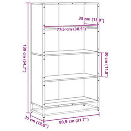 Berkfield Bookcase Brown Oak 80.5X35X139 Cm Engineered Wood - thumbnail 9