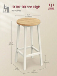LEDREM Bar Stools Set Of 2, Kitchen Stools, Bar Chairs With Metal Frame And Footrest,easy To Assemble,oak Beige And Classic White - thumbnail 5