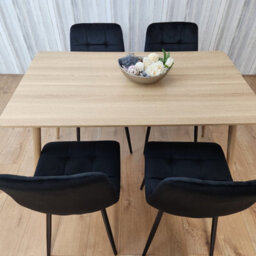 Kosy Koala Rectangle Oak Effect Kitchen Dining Table With 4 Black Velvet Tufted Chairs Dining Set - thumbnail 8