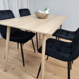 Kosy Koala Rectangle Oak Effect Kitchen Dining Table With 4 Black Velvet Tufted Chairs Dining Set - thumbnail 7