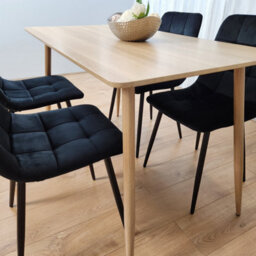 Kosy Koala Rectangle Oak Effect Kitchen Dining Table With 4 Black Velvet Tufted Chairs Dining Set - thumbnail 9