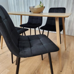 Kosy Koala Rectangle Oak Effect Kitchen Dining Table With 4 Black Velvet Tufted Chairs Dining Set - thumbnail 5