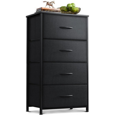 Coleshome Tall Chest Of Drawers Bedroom 4 Fabric Drawers Black Small And Narrow - image 1