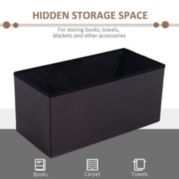 Homcom Storage Ottoman Tool Box Faux Leather Folding Bench Foot Rest, Brown - thumbnail 5
