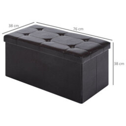 Homcom Storage Ottoman Tool Box Faux Leather Folding Bench Foot Rest, Brown - thumbnail 3