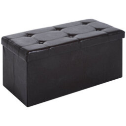 Homcom Storage Ottoman Tool Box Faux Leather Folding Bench Foot Rest, Brown - thumbnail 2
