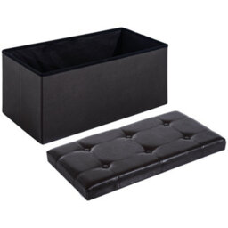 Homcom Storage Ottoman Tool Box Faux Leather Folding Bench Foot Rest, Brown - thumbnail 7